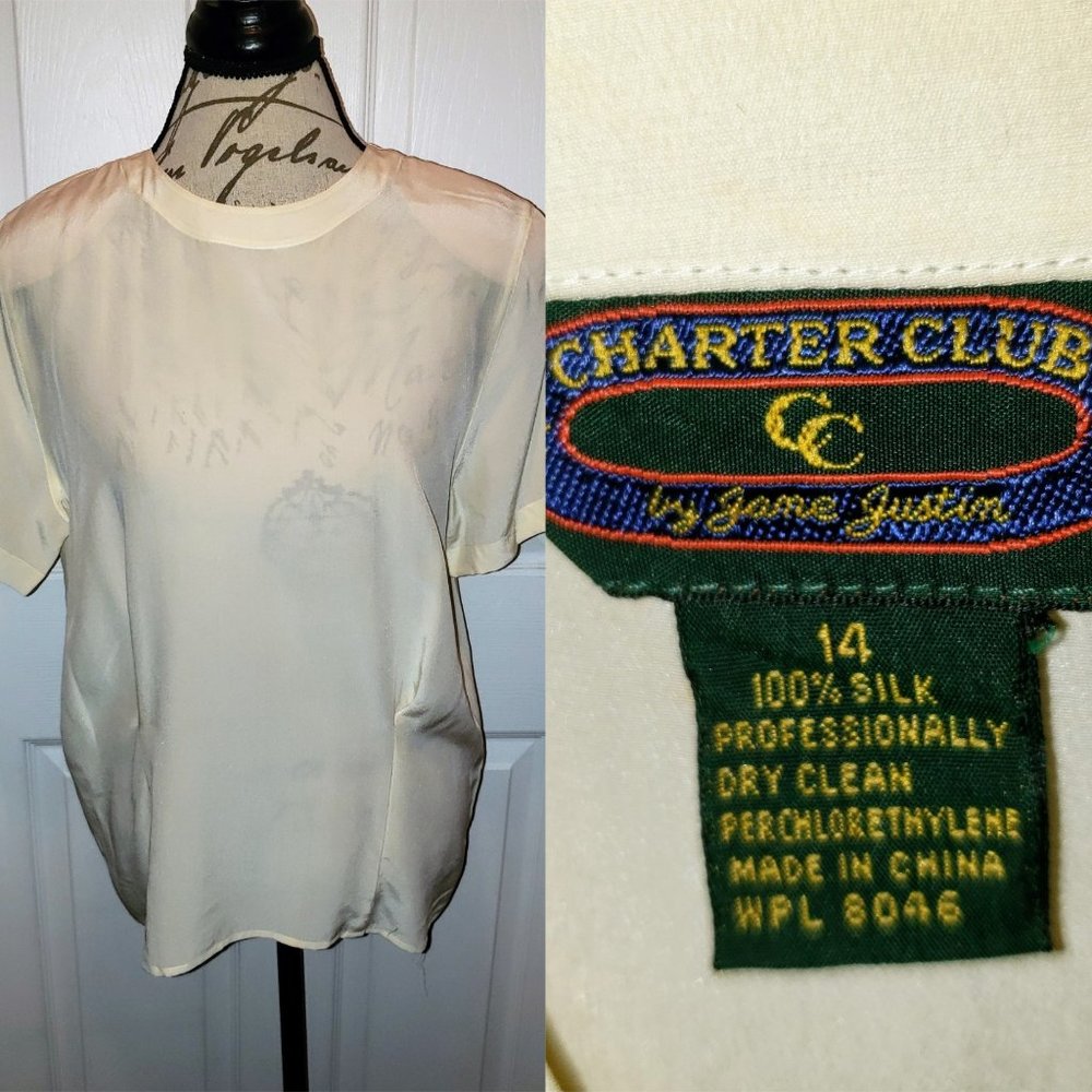 CHARTER CLUB 100% silk Blouse Sz 14 EUC